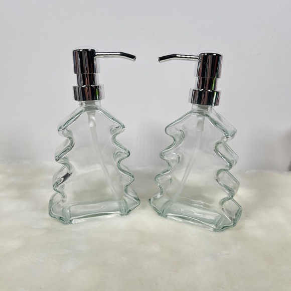NEW Christmas Tree Clear Glass Soap Dispenser Bottles 304 Rust Proof Stainless - Picture 4 of 8